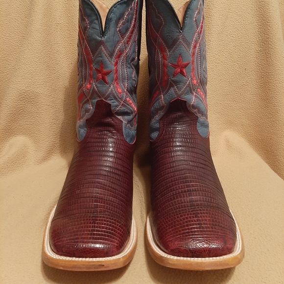 Men's Lizard Print Square Toe Cowboy Boots - Picture 5 of 6